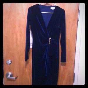 Royal/navy blue velvet Calvin Klein dress